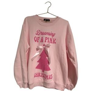Pinkmas Coquette Christmas Gender Reveal Sweatshirt Size M